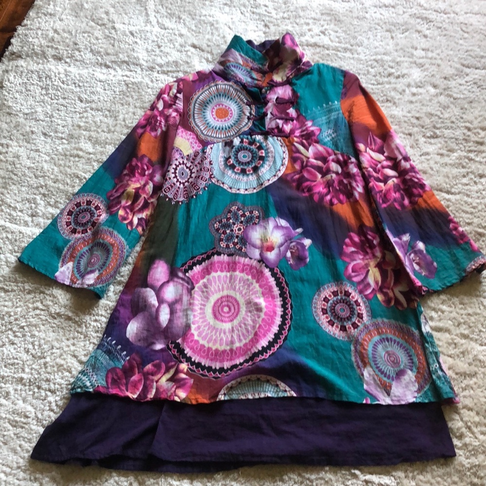 Chinese qipao long sleeve blouse Size XS